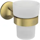 Ideal standard La Dolce Vita Zahnputzbecher, aus satiniertem Glas, herausnehmbar, 68x135x100mm, T5506A2, Farbe: Brushed Gold