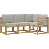Syfax Outdoor-Sofagarnitur 4 stk. Weiß und Hellgrau Polyester