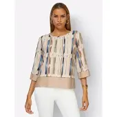 Création L Bluse in beige-mandarine-bedruckt | Gr.: 50