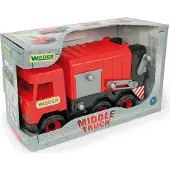Wader MIDDLE TRUCK Müllwagen rot-schwarz im Schaukarton