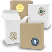 Itenga Adventskalender zum Füllen 24x Quader gemischt WEISS BRAUN + Sticker V09 Z24