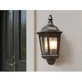 Meine Wunschleuchte LED Außenwandleuchte Schwarz, nostalgische E27 Wandlaterne Halbschale, Höhe 45cm