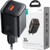 JOYROOM 30-W-Schnellladegerät USB-A und USB-C PD QC AFC FCP Schwarz