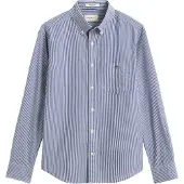 Gant für Herren. 3262030 Gestreiftes Popeline-Hemd blau (L), Lässig, Baumwolle, Klassisch, Langarm