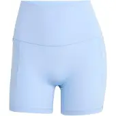 Adidas Shorts PERFORMANCE "3-STREIFEN STUDIO ALL ME BOOTY LEGGINGS, KURZ", Damen, Gr. M, Länge 5, glow blau, innenbeinlänge ca. 13 cm, Obermaterial: 80% Polyester, 20% Elasthan, Hosen Shorts