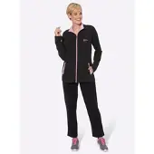 Witt Jogginganzug "Freizeitanzug Freizeitanzug mit Kontrast-Details", Damen, Gr. 52/54, schwarz (schwarz, orchidee), Basic, Sportanzüge Jogginganzug