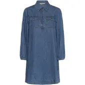 Culture Midikleid "Damen Kleid CUbayla", Damen, Gr. S, N-Gr, blau (dunkelblau wash), Obermaterial: 90% Baumwolle CO. 10% Lyocell CLY., Kleider Midikleid