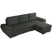 MKS Meble Sofa mit Schlaffunktion - Ecksofa mit Schlaffunktion und Bettkasten - Sofa 3 Sitzer - Schlafsofa - Couch - Schlafsofa mit Bettkasten - Umbria L - Dunkelgrau Stukture
