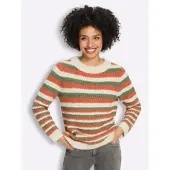 HEINE Strickpullover "Pullover", Damen, Gr. 42, bunt (champagner, khaki, gemustert), 70% Polyester, 21% Polyamid, 8% Wolle, 1% Elasthan, gemustert, gestreift, mehrfarbig, Pullover Strickpullover
