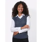 Casual Looks Pullunder "2-in-1-Pullunder", Damen, Gr. 54, rauchblau, ecru, 50% Baumwolle, 50% Polyacryl, gemustert, mehrfarbig, Pullover Pullunder