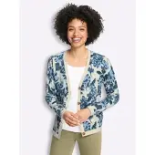 HEINE Druckstrickjacke in sand-rauchblau-bedruckt | Gr.: 48