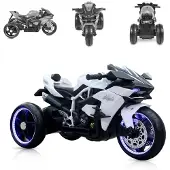 Moni Kinder Elektromotorrad Ninja, drei Kunststoffräder, LED-Beleuchtung, Mp3