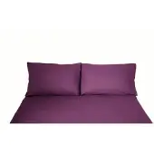 COFI Einfarbige Bettwäschen-Sets für Einzel- und Doppelbetten, 100% Baumwolle Lila 200x220 cm