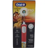 Oral-B Pro Kids König der Löwen Elektrische Zahnbürste für Kinder ab 3 Jahren, mit Sensitiv+ Modus für Zahnpflege, extra weiche Borsten, 1 Ersatzbürste, 4 Sticker