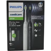 Philips Sonicare 5500 series Series 5500 HX7119/02 Wiederaufladbare Zahnbürste, Erwachsener, Schallzahnbürste, Whitening, 62000 Bewegungen pro Minute, Schwarz, Weiß, 2 min, 4 x 30 sec