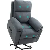 HOMCOM Sessel mit Aufstehhilfe, Relaxsessel, Massagesessel mit Seitentasche