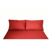 COFI Einfarbige Bettwäschen-Sets für Einzel- und Doppelbetten, 100% Baumwolle Rot 200x200 cm