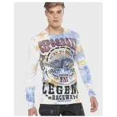 Cipo & Baxx T-Shirt "Sweatshirts", Herren, Gr. M, blau (orange, blau), Obermaterial: 95% Baumwolle CO. 5% Elasthan EL., regular fit, Shirts T-Shirt, mit coolem Print
