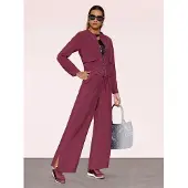 Création L Blusenblazer "Modal-Blouson Blouson mit Tunnelzug", Damen, Gr. 44, rot (bordeaux), Web, Stoff, , Modisch, Rundhals, Blazer Blusenblazer