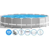Intex Frame Pool 549 x 122 cm Komplettset | Rundpool mit Zubehör und offiziellem Sicherheitskit