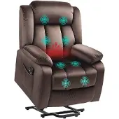 HOMCOM Fernsehsessel mit Aufstehhilfe Relaxsessel mit Vibrationsmassage Braun
