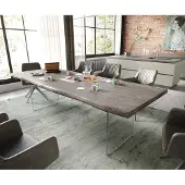 DELIFE Esstisch Edge 260x100 XL Akazie Platin Glas Live-Edge