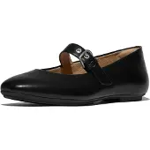 FitFlop für Damen. E3D-090 Schwarze Delicato Leder Ballerinas (40), Flach, Schnalle, Lässig