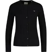 Gant Sweatshirt "Strickjacke STRETCH COTTON CABLE CARDIGAN", Damen, Gr. M, schwarz, Obermaterial: 88% Baumwolle CO. 10% Polyamid PA. 2% Elasthan EL., Sweatshirts Sweatshirt