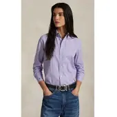 Ralph Lauren für Damen. 211941509003 Fliederfarbenes Fil-à-Fil-Hemd aus elastischer Baumwolle (46), Lässig, Langarm