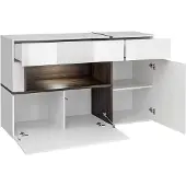 AC-DÉCO Sideboard Cross Weiß/Ulmefarben