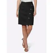 HEINE Jeansrock "Rock Webrock mit Zierknopfleiste", Damen, Gr. 34, schwarz, Web, Stoff, , Modisch, Röcke Jeansrock