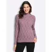 Inspirationen Stehkragenpullover "Stehkragen-Pullover", Damen, Gr. 50, mauve, 100% Baumwolle, unifarben, Pullover Stehkragenpullover