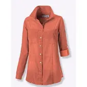 Casual Looks Jeansbluse , Damen, Gr. 50, papaya, 100% Baumwolle, unifarben, Blusen Jeansbluse