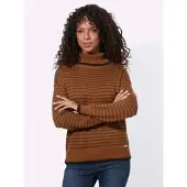 Casual Looks WITT WEIDEN Rollkragen-Pullover in cognac-schwarz-gemustert | Gr.: 52