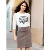 HEINE Jerseyrock "Cord-Rock Cordrock", Damen, Gr. 50, braun (dunkeltaupe), Cord, Web, , Casual, Röcke Jerseyrock