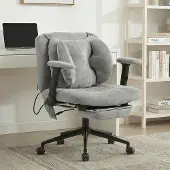Kein Hersteller Homeoffice-Stuhl, drehbar, höhenverstellbar, Fußstütze, 150 kg, Armlehnen, Rollen-Grey