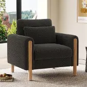 OKWISH Armlehnenstuhl Relaxsessel mit Weicher Polsterung,Bequemer Loungesessel mit Dickem Kissen,Grau