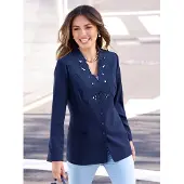 Lady Longblazer "Longblazer", Damen, Gr. 36, blau (marine), 63% Polyester, 33% Viskose, 4% Elasthan, Blazer Longblazer
