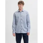 Jack & Jones Langarmhemd "JPRBLAPARKER MELANGE L/S SHIRT BF", Herren, Gr. S, N-Gr, blau (navy blazer), Web, Obermaterial: 58% Lyocell, 42% Baumwolle, unifarben, regular fit, Hemden Langarmhemd