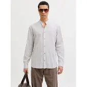 Jack & Jones Langarmhemd "JJESUMMER LINEN BLEND BAND SHIRT L/S SN" Baumwollmischung, regular fit
