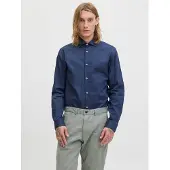 Jack & Jones Langarmhemd "JPRBLAPARKER DETAIL L/S SHIRT NOOS", Herren, Gr. M, N-Gr, schwarz (schwarz iris), Web, Obermaterial: 100% Baumwolle, unifarben, slim fit normal, Hemden Langarmhemd