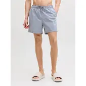 Jack & Jones Badeshorts "JPSTMAUI NORREBRO SWIM SHORTS", Herren, Gr. M, N-Gr, grau (tradewinds), Web, Polyester, unifarben, Badehosen Badeshorts