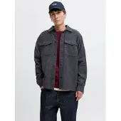 Jack & Jones Langarmhemd "JJEPERFECT MELANGE OVERSHIRT LS SN", Herren, Gr. S, N-Gr, grau (dunkelgrau melange), Web, Obermaterial: 100% Baumwolle, meliert, relaxed fit, Hemden Langarmhemd