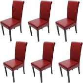 Mendler 6er-Set Esszimmerstuhl Stuhl Küchenstuhl Novara II, Leder rot, dunkle Beine