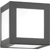 CMD 61 Wandleuchte aus Edelstahl anthrazit Opalglas IP44 16x16cm quadratisch