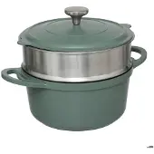 5 Five Dämpftopf aus Aluminiumguss 24 cm mit Zubehör, Olivgrün