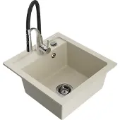 Mexen Vito 1-Becken-Granit-Spüle mit Mischbatterie Aster, Beige - 6503-69-73450-07-B