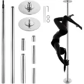 DUOKU Professionelle Tanzstange, Statische Tanzstange Kit, Handlich 45 mm Unverrostbare Stahltanzstange, Höhenverstellbar, für Training, zu Hause, im Fitnessstudio und Clubs, Silber