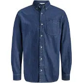 Jack & Jones Jeanshemd "JJEBROOK JJOXFORD SHIRT AKM 990 NOOS", Herren, Gr. XL, N-Gr, blau (blau denim pack:mid blau), Denim/Jeans, Obermaterial: 100% Baumwolle, unifarben, normal, Hemden Jeanshemd