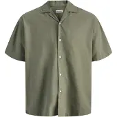 Jack & Jones Kurzarmhemd "JJEBREEZE LINEN BLEND RESORT SHIRT SS SN" mit Knopfleiste